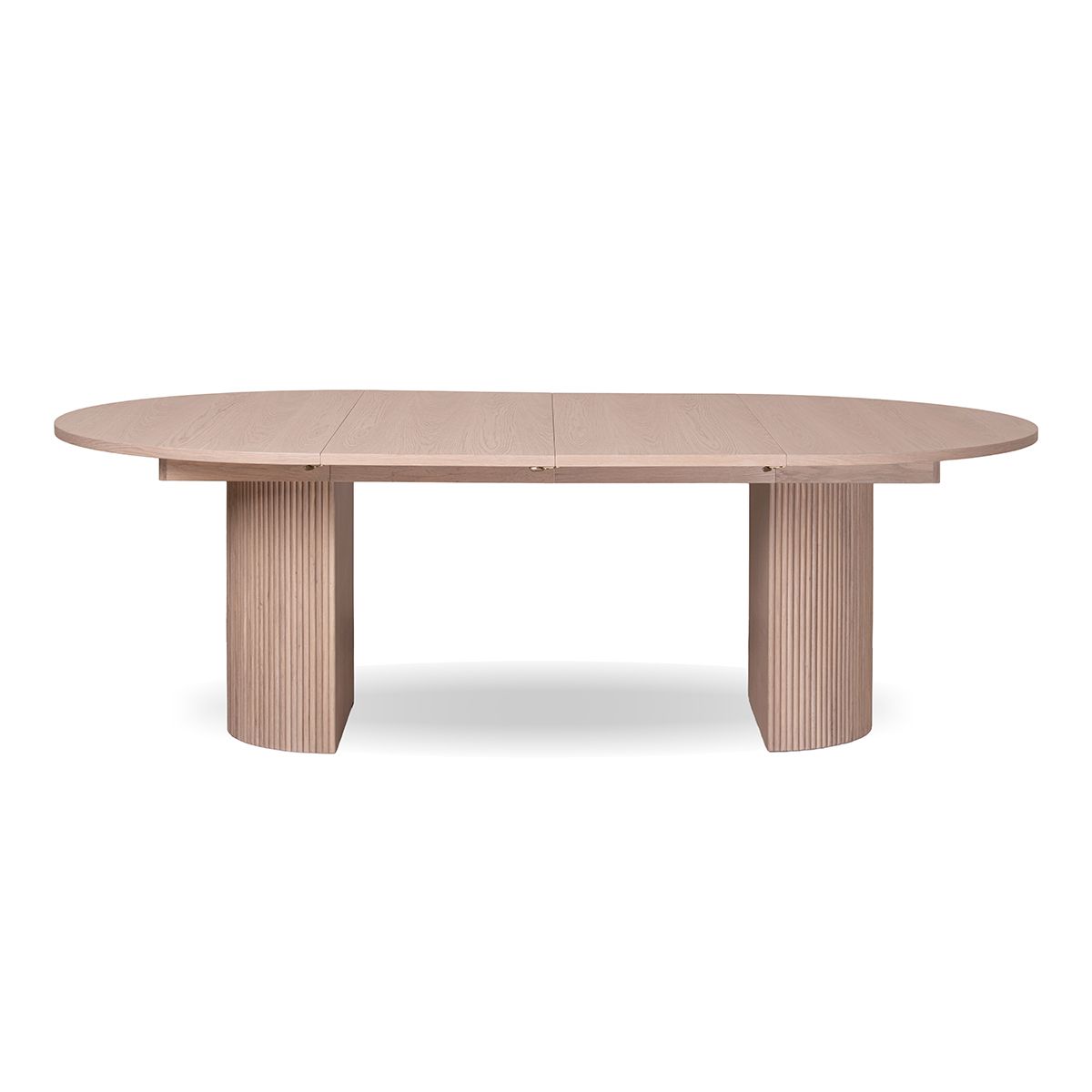 Noor rundt spisebord ø120 (270) med 3 tilleggsplater (hvitvasket eik)