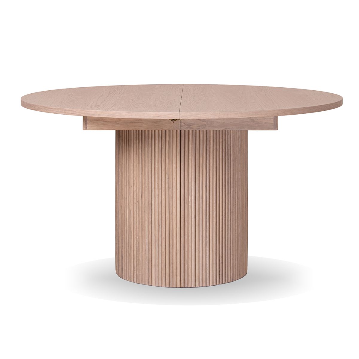 Noor rundt spisebord ø120 (270) med 3 tilleggsplater (hvitvasket eik)