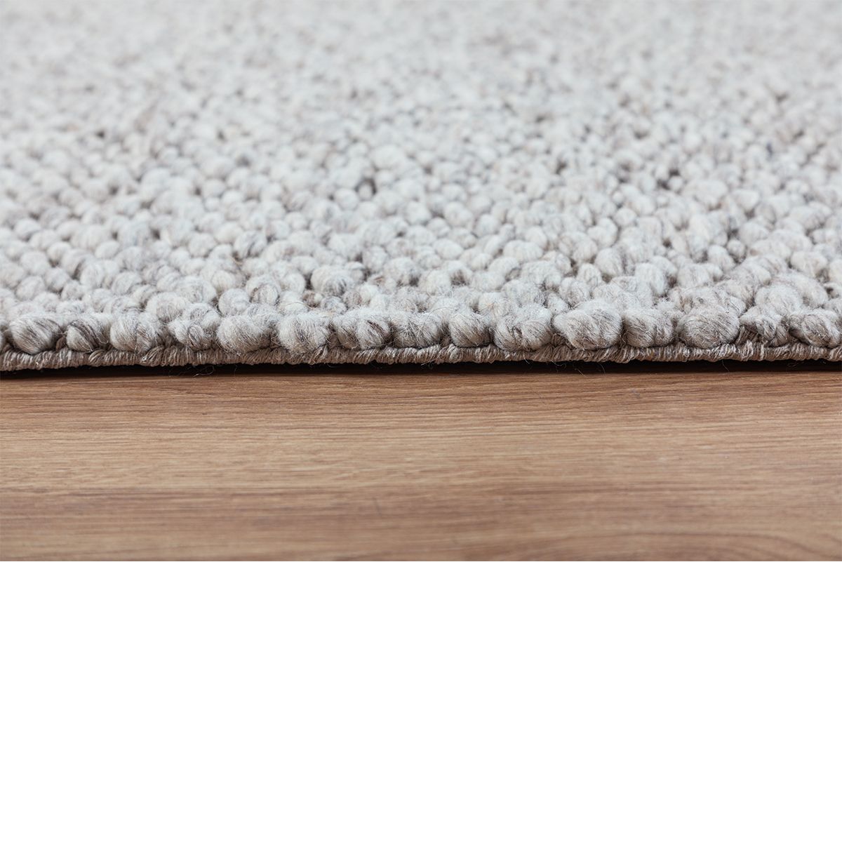 Bornholm teppe ull (160x230) offwhite/brungrå melert